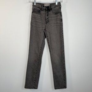 Everlane Cigarette High Rise Slim Straight Jeans Button Fly Faded Black Size 25